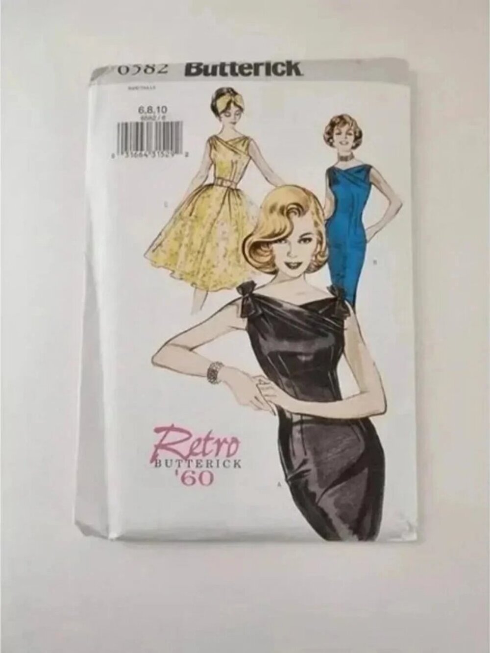Butterick Retro 60 Sewing Pattern 6582 Style Dress & Belt Size 6-8-10 UNCUT